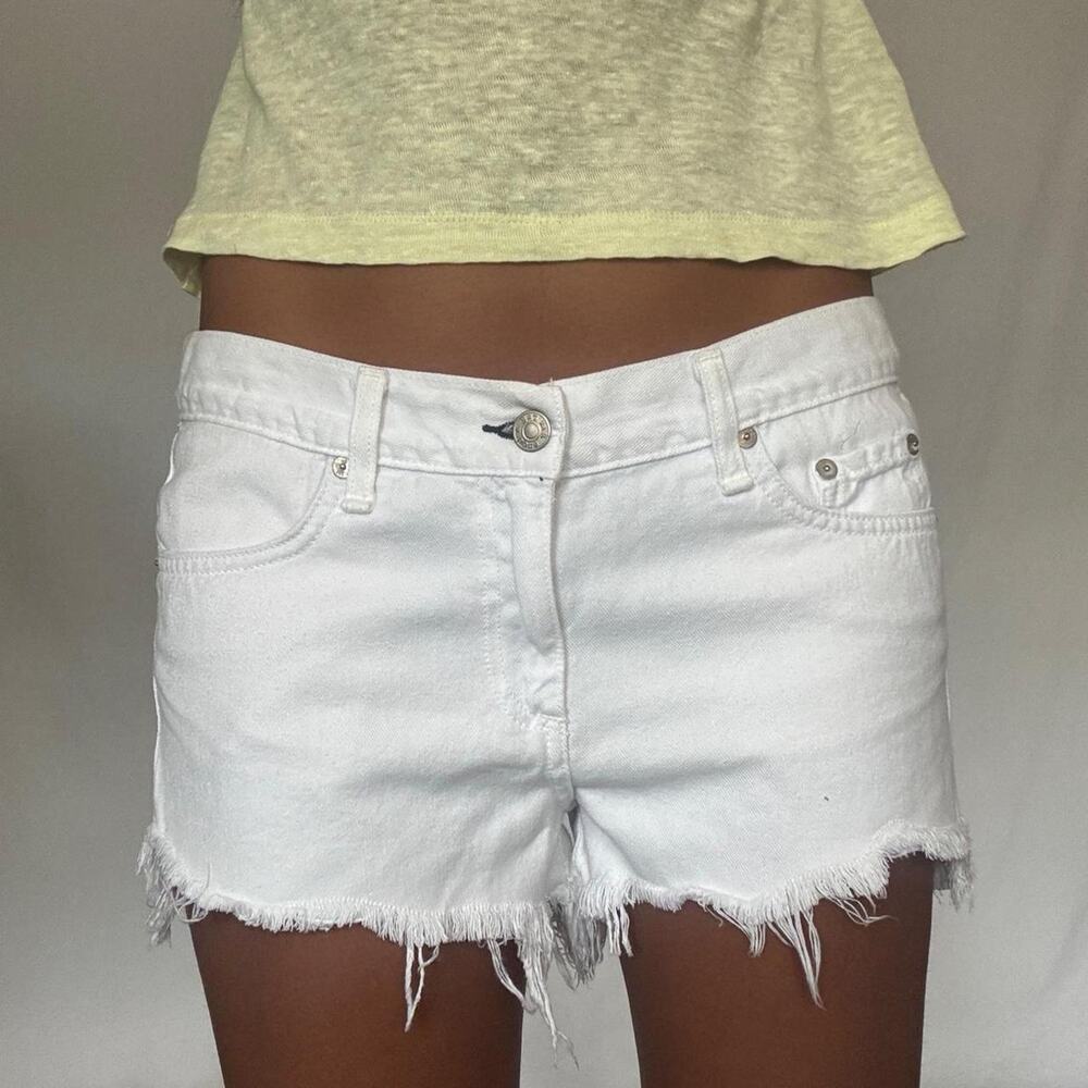 Rag & Bone White Distressed Jean Shorts